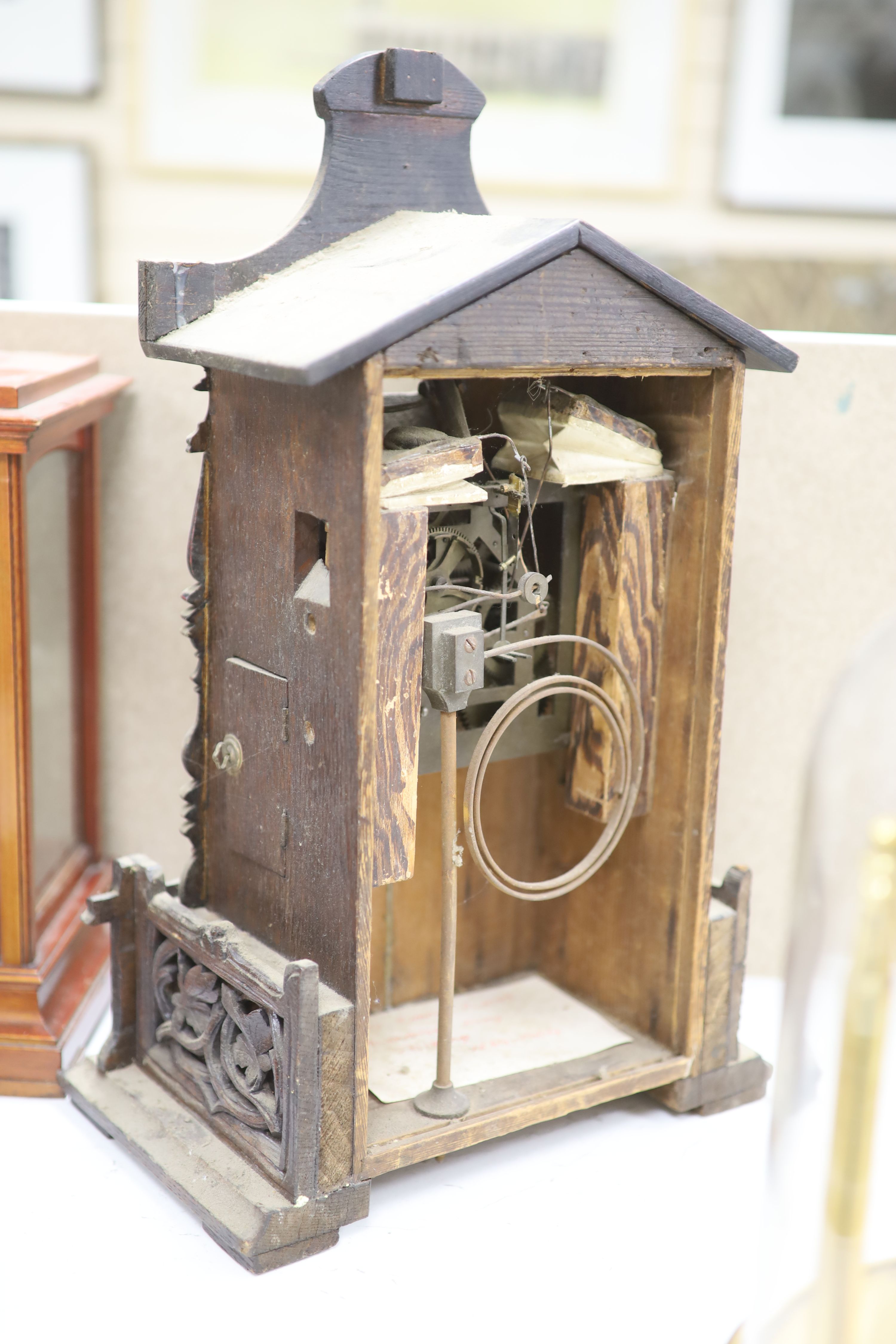 A late 19th century Black Forest cuckoo mantel clock, height 45cm